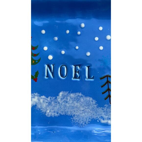 Reindeers Snow with the words NOEL/Blue Rectangular Serving Dish or Jewelry Dish - Picture 6 of 10